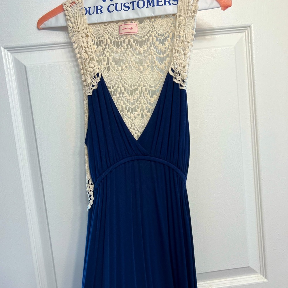 Women’s maxi dress with crochet back.